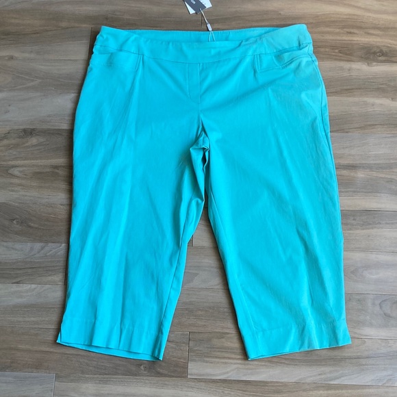 Zac & Rachel midrise wide crop pant with stretch aqua 22W - Picture 9 of 17